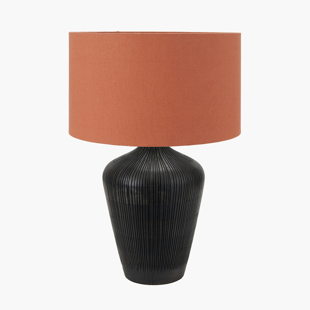 Taika Antique Black Textured Wood Table Lamp - Base Only